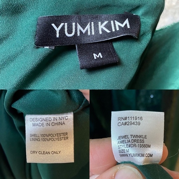 Yumi Kim emerald jewel green Amelia dress spaghetti strap midi length - Picture 7 of 8